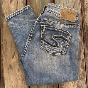 Silver Jeans Boyfriend Sz 2/4 (26) Womens Jeans Mid Rise Stretch Distressed